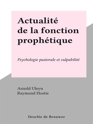 cover image of Actualité de la fonction prophétique